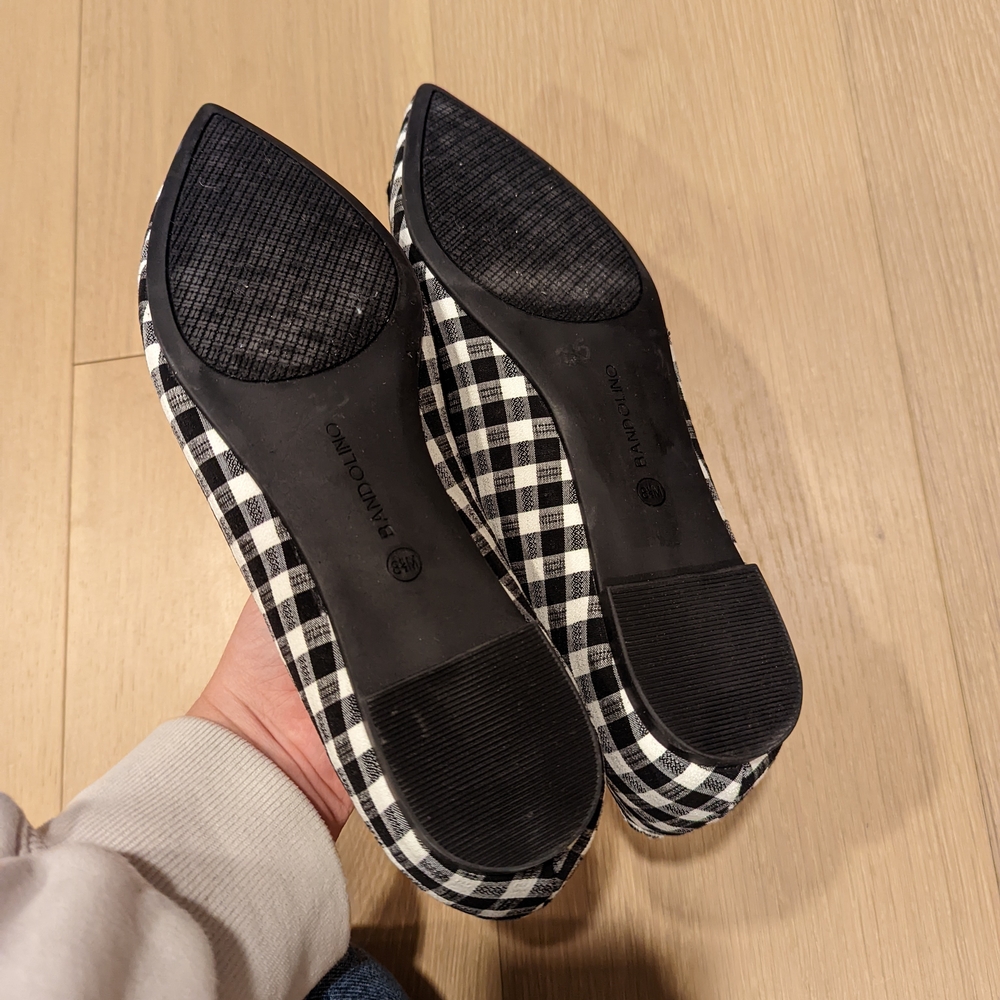 Black and White Checkered Women's Flats - Picture 3 of 10